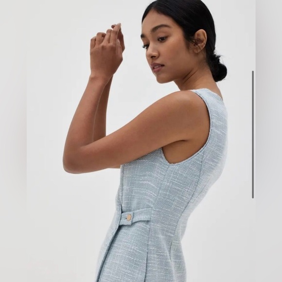 Tweed Wrap Dress in Baby Blue - Picture 5 of 6